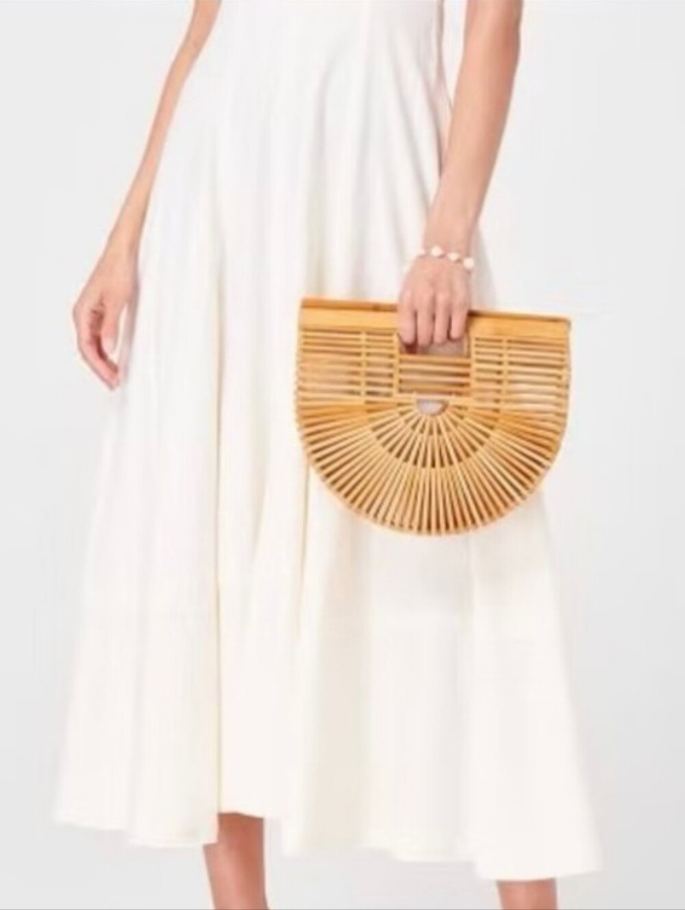 Wooden Bamboo Clutch Bag Tan Neutral
